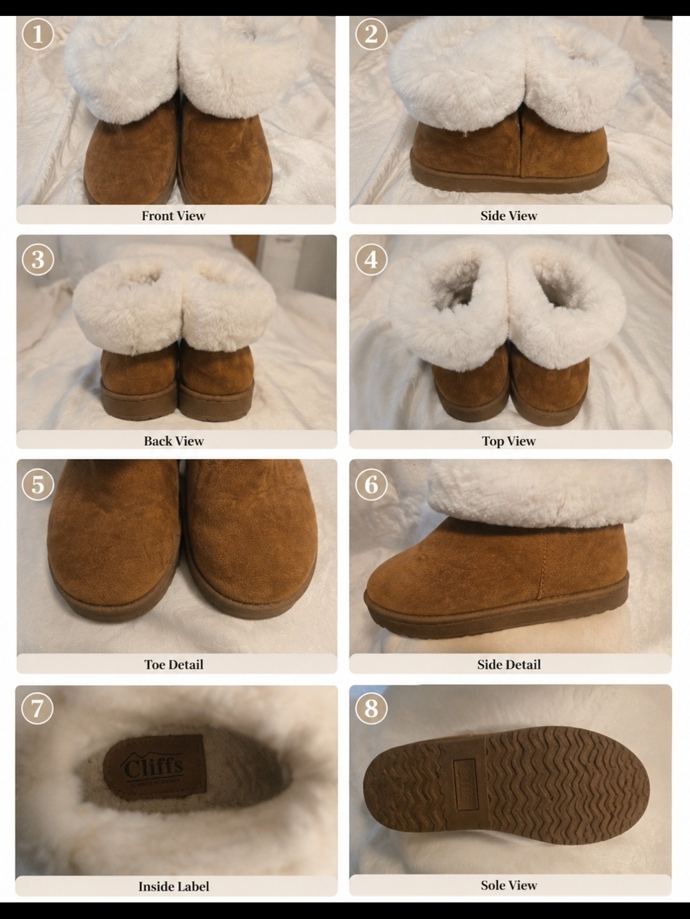 Cliffs by WHITE MOUNTAIN Chestnut Brown Suede-Look Shearling Cuff Slippers